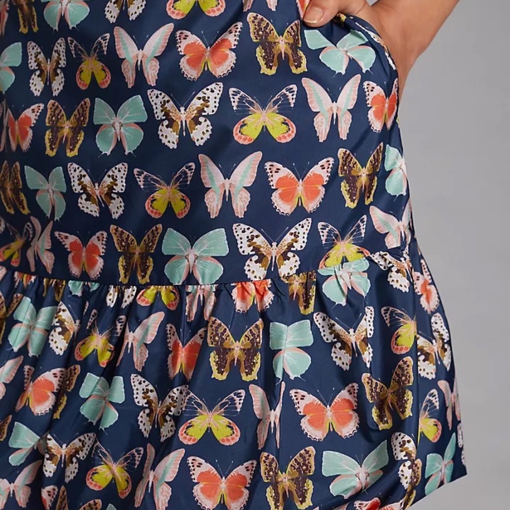 Maeve Navy Butterfly-Print Mini Dress with Multicolor Motifs - Picture 3 of 5